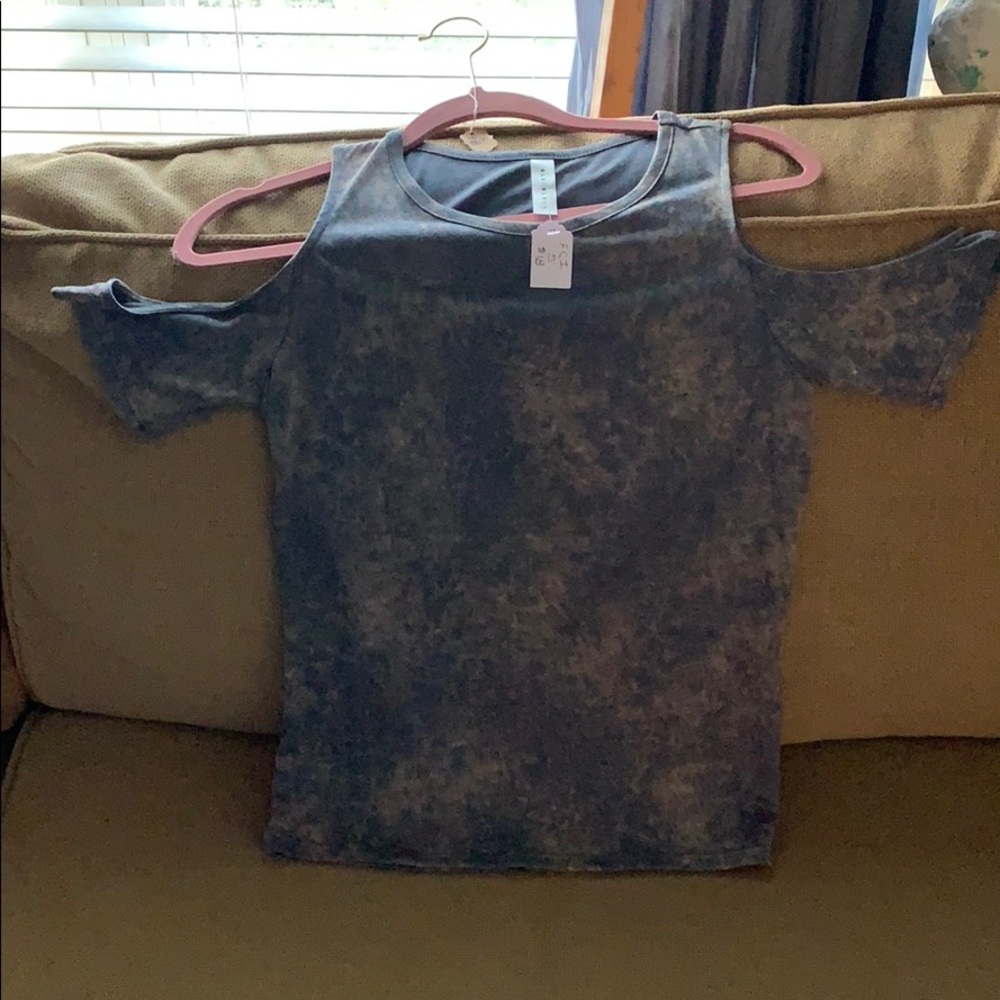 Rose Gold and Blur Cold Shoulder Top